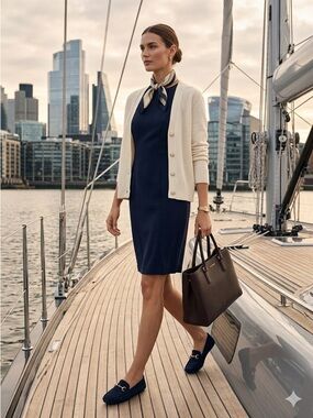 H&M Modern Classic Sleeveless Sheath Dress - Navy - Size 6 - EUC